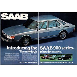 1979 Saab 900 Turbo 5 Door Sports Sedan 2pg Vintage Print Ad Man Cave Wall Art